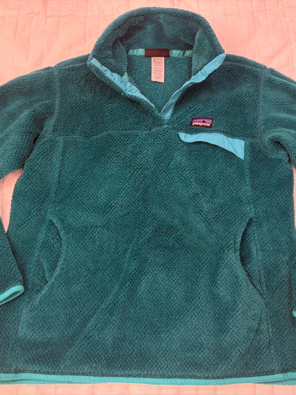 Patagonia Teal Zip-Up Sherpa Fleece Pullover